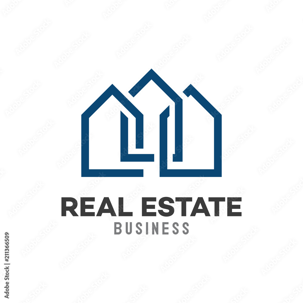 Three House Outline Real Estate Symbol Three House Outline Real Estate Symbol