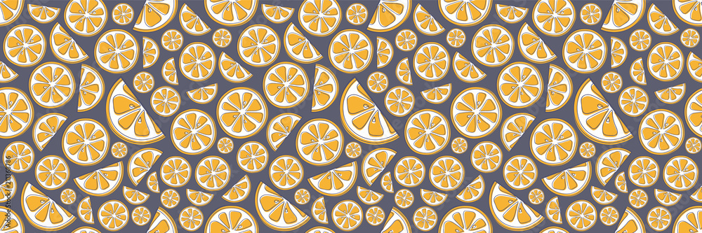 Seamless pattern with oranges - summer concept. Vector.