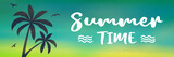 Summer holiday - tropical vacations. Banner with silhouette of palm trees. Vector.