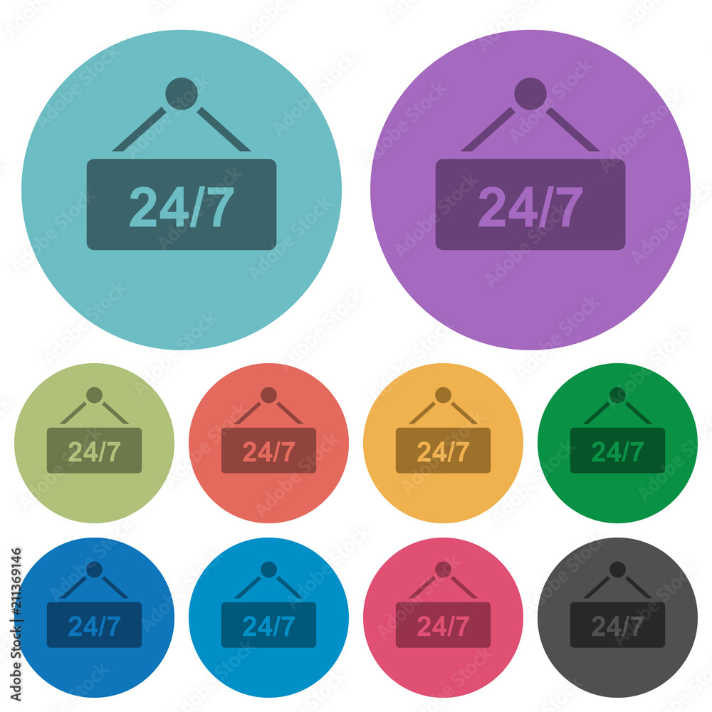 hanging table with 24h seven days a week color darker flat icons hanging table with 24h seven days a week color darker flat icons
