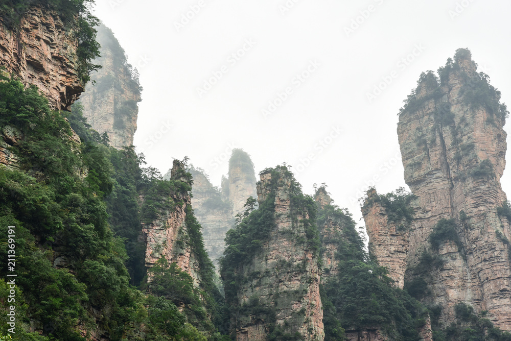 Landscape of mountains in Zhangjiajie