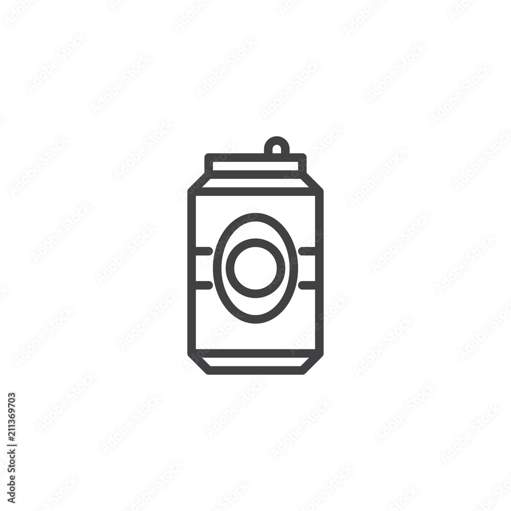 Beer can outline icon. linear style sign for mobile concept and web design. soda aluminum bottle can simple line vector icon. Symbol, logo illustration. Pixel perfect vector graphics