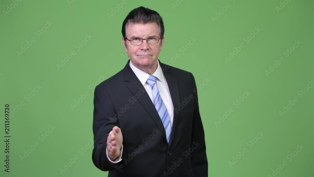 Senior handsome businessman giving handshake Senior handsome businessman giving handshake