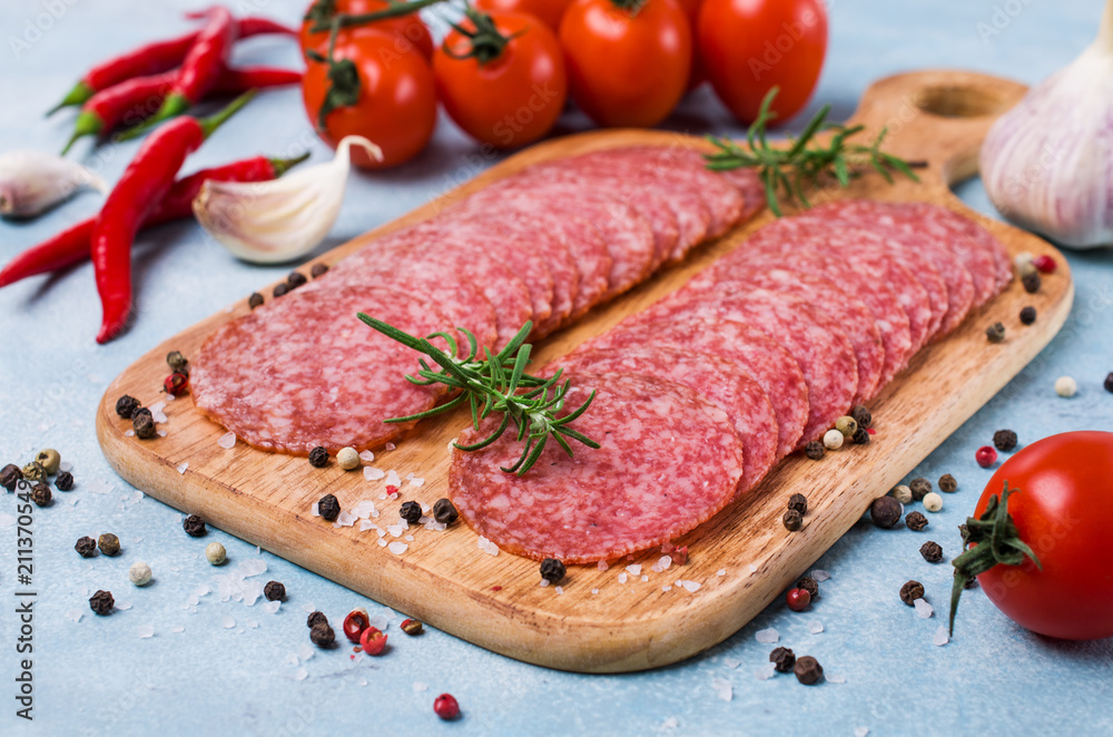 Thin slices of salami