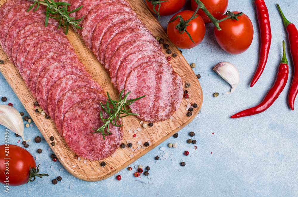 Thin slices of salami Thin slices of salami