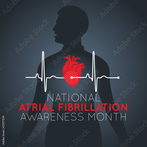 National Atrial Fibrillation Awareness Month vector logo icon illustration