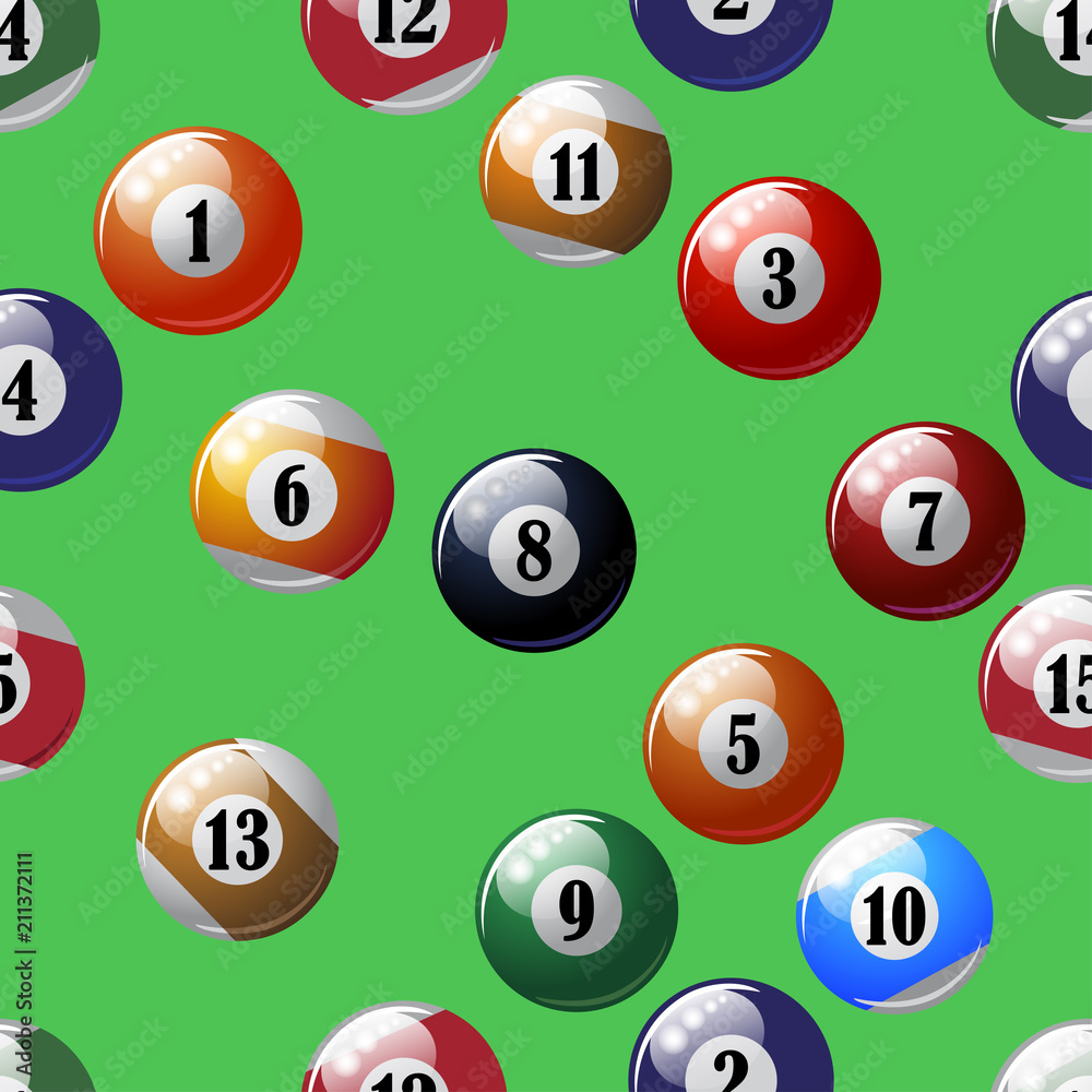 Billiard balls, an illustrated pattern Billiard balls, an illustrated pattern