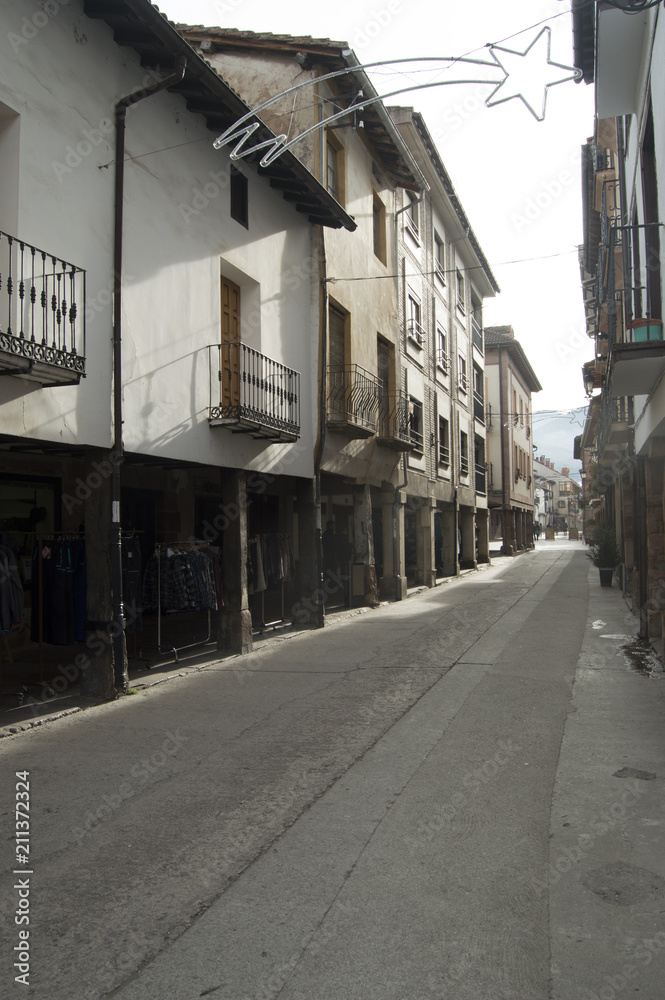 Beautiful Streets Of Ezcaray With Its Picturesque Buildings With Arches In Its Inferior Part. Ezcaray Architecture, Travel, History. December 26, 2015. Ezcaray. The Rioja. Spain.