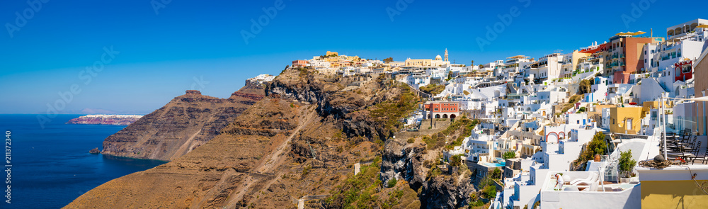 Panorama of Fira the capital of Santorini island in Greece 