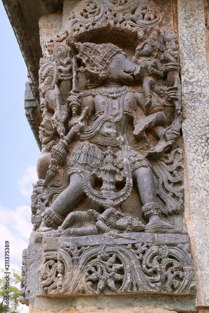 Sculpture of Varaha, 10th incarnation of Vishnu, Kedareshwara temple, Halebidu, Karnataka