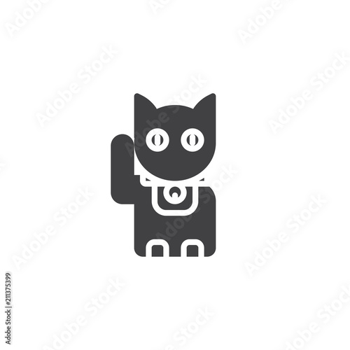 Maneki Neko cat vector icon. filled flat sign for mobile concept and web design. Lucky Japan cat simple solid icon. Symbol, logo illustration. Pixel perfect vector graphics © alekseyvanin