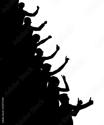 Vertical, cheerful crowd of people, silhouette vector