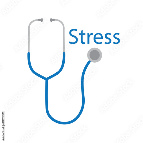 stress word and stethoscope icon- vector illustration