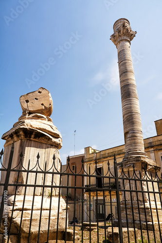 Terminal columns of the ancient Via Appia that starts in Rome and ends in Brindisi (Italy)