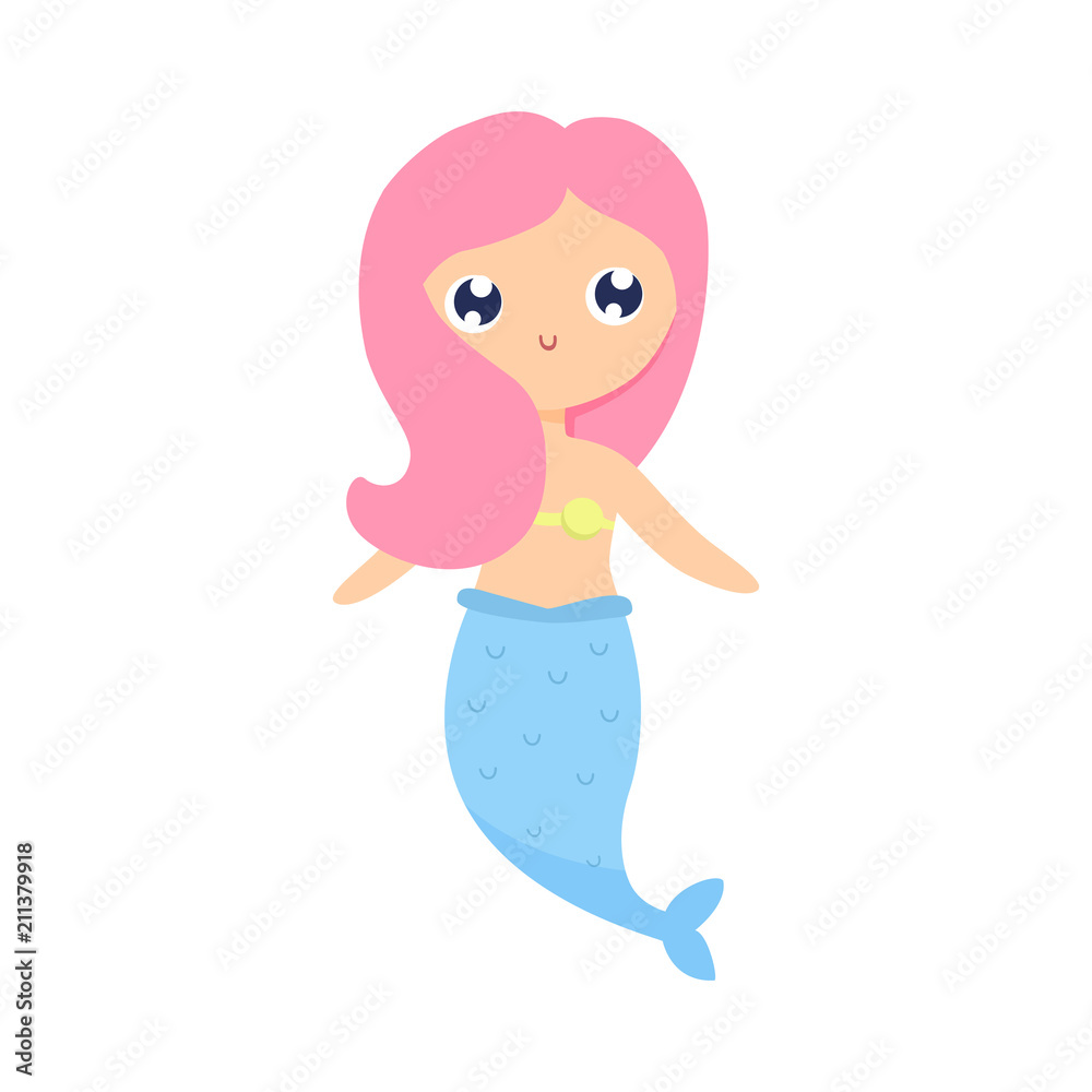 Mermaid vector flat illustration. Mermaid vector flat illustration.