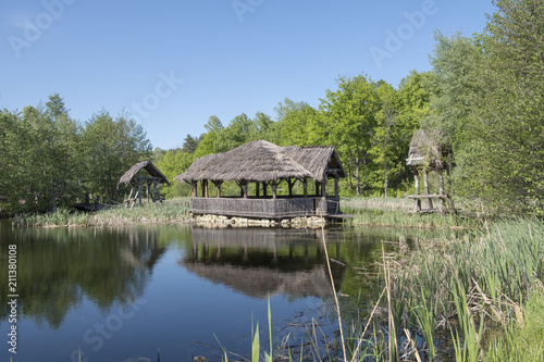 hut on stilts on the water