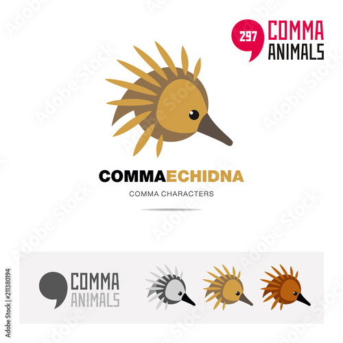 Echidna animal concept icon set and modern brand identity logo template and app symbol based on comma sign
