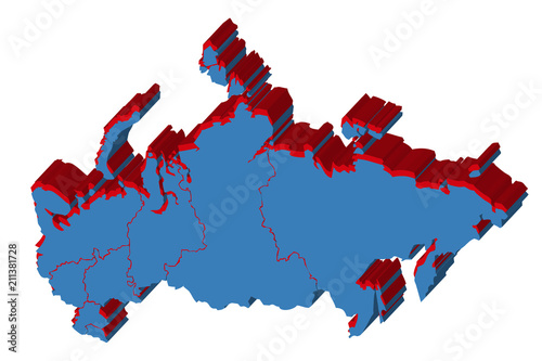 Mapa azul de Rusia.