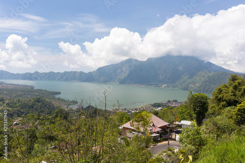 Mountain Abang Kintamani and lake - panoramic view
