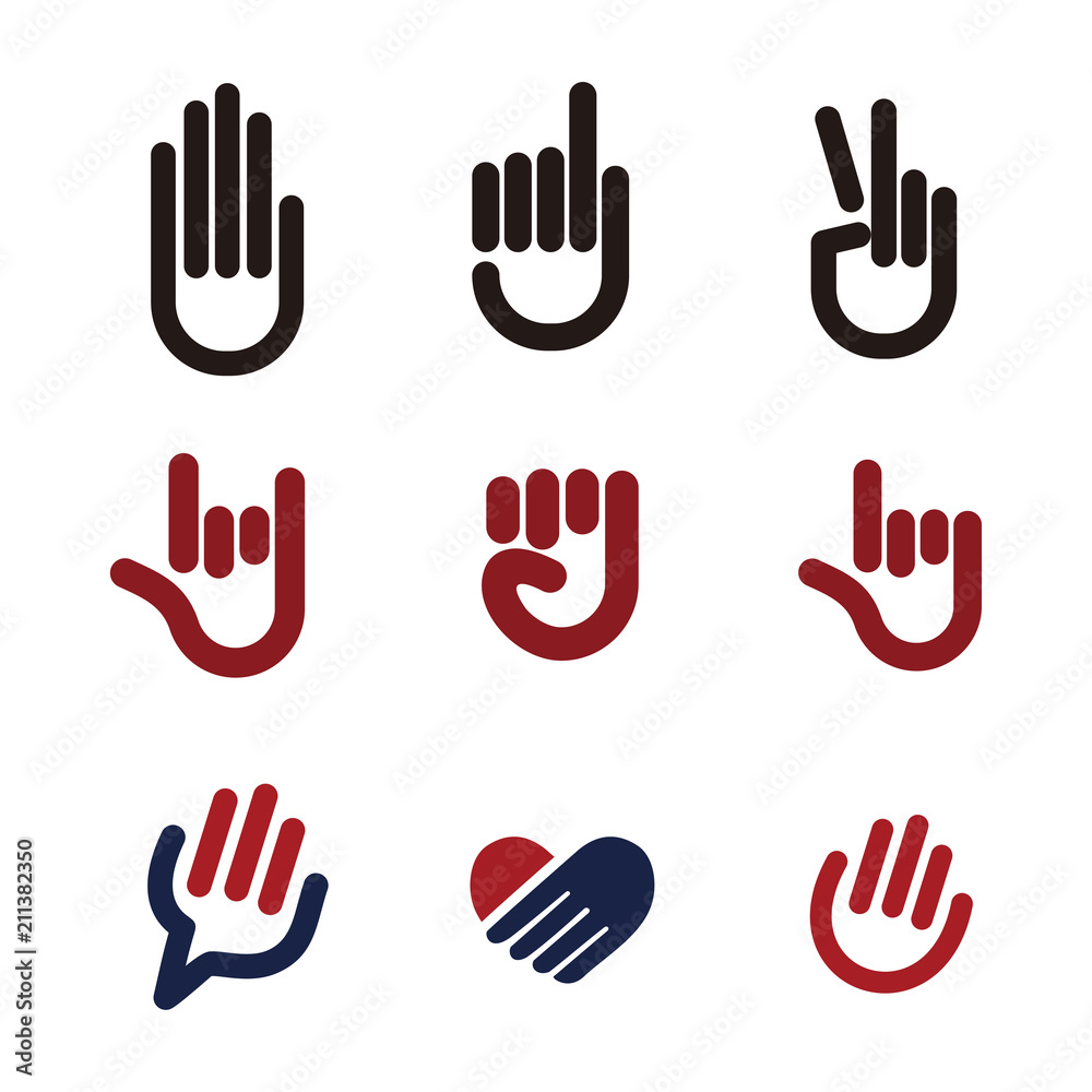 Hand Gesture Sign Set. Vector Line Icons Clip Art collection Hand Gesture Sign Set. Vector Line Icons Clip Art collection