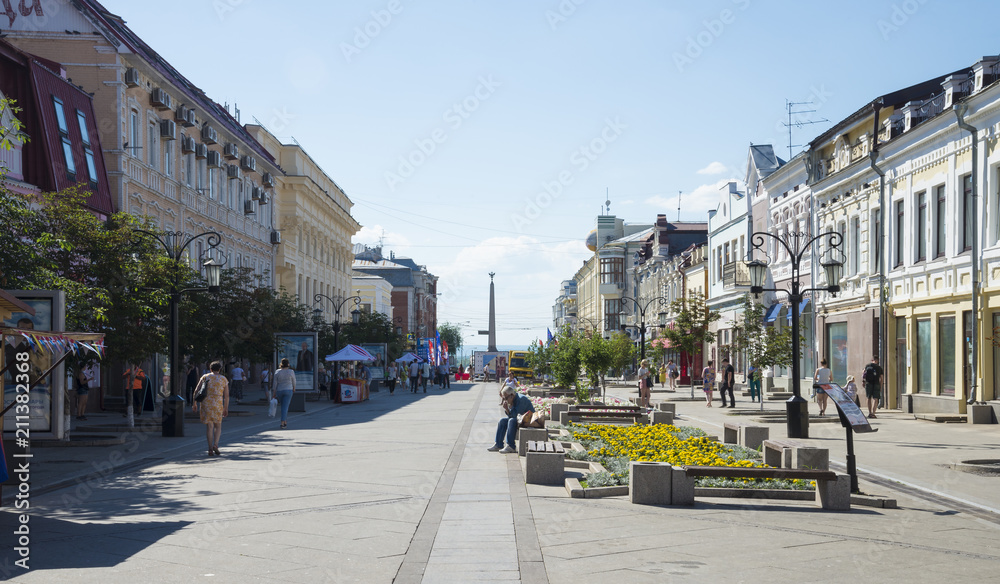 The historic city center Leningradskaya street in Samara, Russia. On a Sunny summer day. 29 June 2018