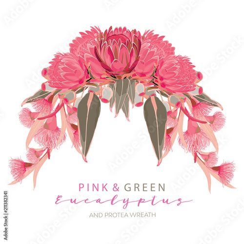 Pink Protea and Euculyptus Wreath
