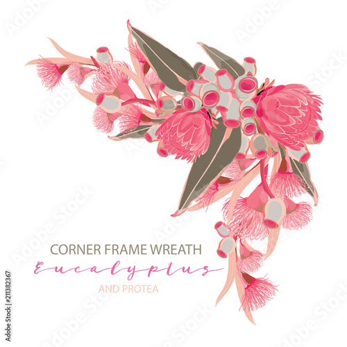 Eucalyptus and Protea Corner Frame Wreath