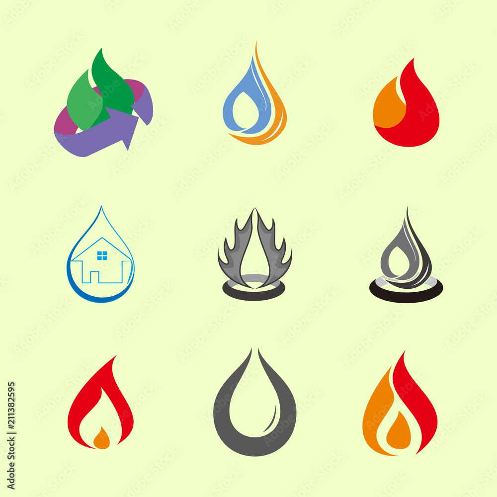 oil and gas industry set Logo element. Corporate branding identity design template. Droplet gas collection. Vector illustration oil and gas industry set Logo element. Corporate branding identity design template. Droplet gas collection. Vector illustration
