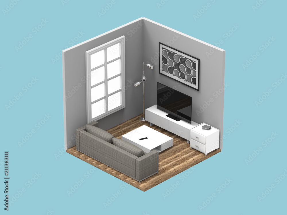 Isometric Livingroom 3D Render Isometric Livingroom 3D Render