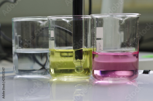 Sample of water in glass for analysis