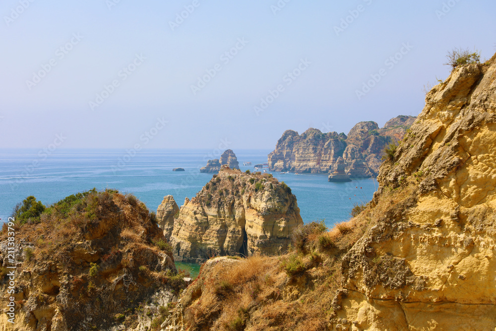 Fototapeta premium Rocky coast near Ponta da Piedade, Lagos, Portugal