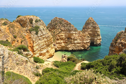 Beautiful cliffs of Ponta da Piedade, Lagos, Algarve region, Portugal
