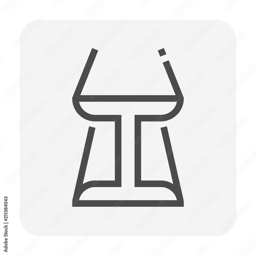 Steel product icon. I chanel profile shape. That alloy of iron from steel  production industry and metallurgy used as beam, bar, frame, girder,  structure in engineering, construction building material. vector de Stock
