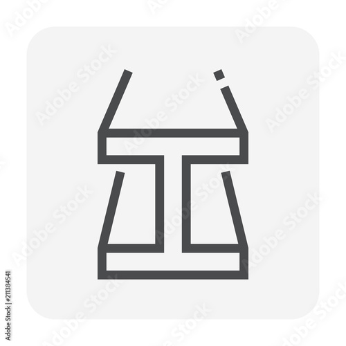 Steel product vector icon. H profile shape. That alloy of iron from steel production industry and metallurgy used as beam, bar, frame, girder, structure in engineering, construction building material.