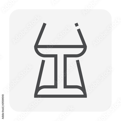 Steel product icon. I chanel profile shape. That alloy of iron from steel production industry and metallurgy used as beam, bar, frame, girder, structure in engineering, construction building material.