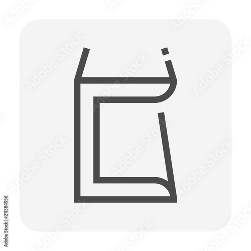 Steel product icon. C chanel profile shape. That alloy of iron from steel production industry and metallurgy used as beam, bar, frame, girder, structure in engineering, construction building material.