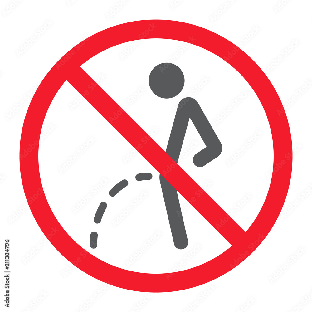 No peeing glyph icon, prohibition and forbidden, no toilet sign vector graphics, a solid pattern on a white background, eps 10. No peeing glyph icon, prohibition and forbidden, no toilet sign vector graphics, a solid pattern on a white background, eps 10.