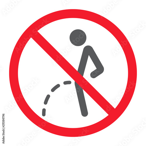No peeing glyph icon, prohibition and forbidden, no toilet sign vector graphics, a solid pattern on a white background, eps 10.