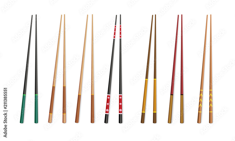 3d chopsticks. Asian traditional bamboo and plastic appliances for eating. 3d chopsticks. Asian traditional bamboo and plastic appliances for eating.