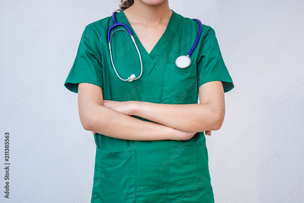 Woman nurse or doctor professional standing Woman nurse or doctor professional standing