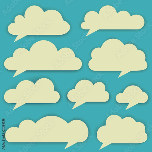 Vector set of clouds, pop art bubbles of clouds for speach 