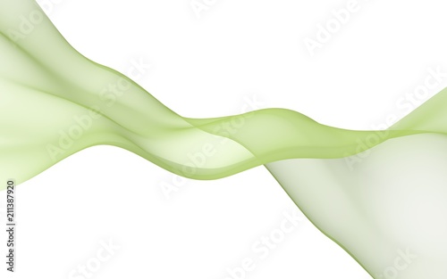 Abstract lime color wave. Bright lime color ribbon on white background. Lime scarf. Abstract lime color smoke. Raster air background. 3D illustration © Plastic man