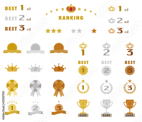 cute ranking icon set "gold silver bronze "