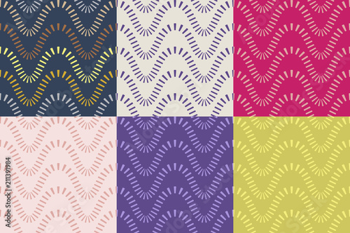 Seamless pattern in six different colors
