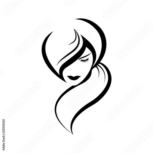 

vector illustration, depicting the face of a beautiful woman with long ringlets