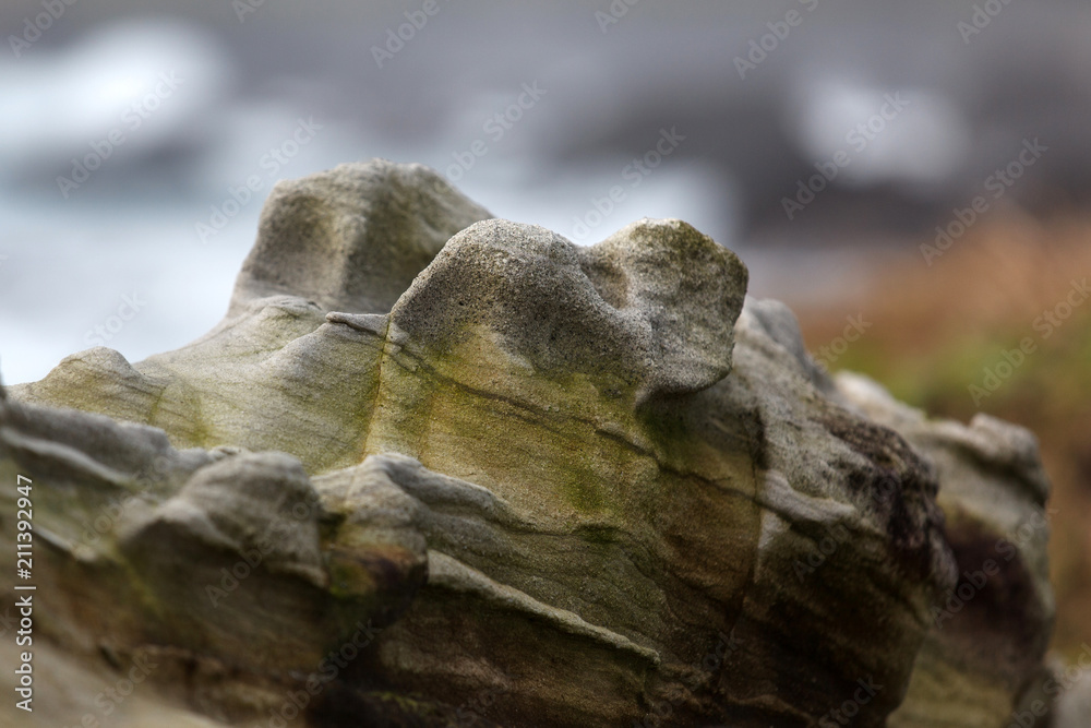 Sandstone Macro Image, Soft Blurred Background, Seaside Ocean Sandstone Macro Image, Soft Blurred Background, Seaside Ocean