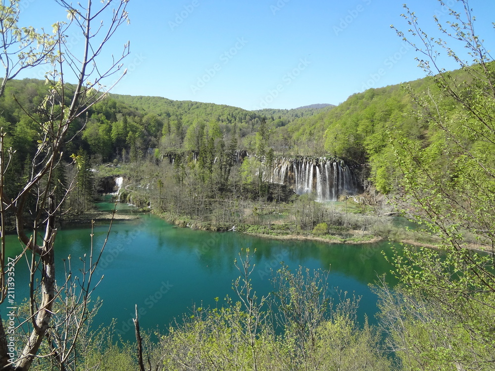 View over the upper lakes of Plitvice national park