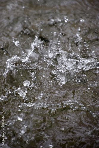 Background shot of dark water surface splash, water surface splash in a fountain