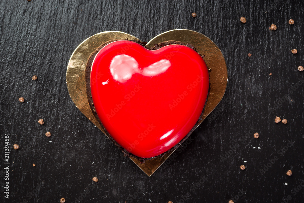Heart shaped red velvet cake with chocolate Heart shaped red velvet cake with chocolate