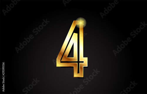 gold number 4 logo icon design